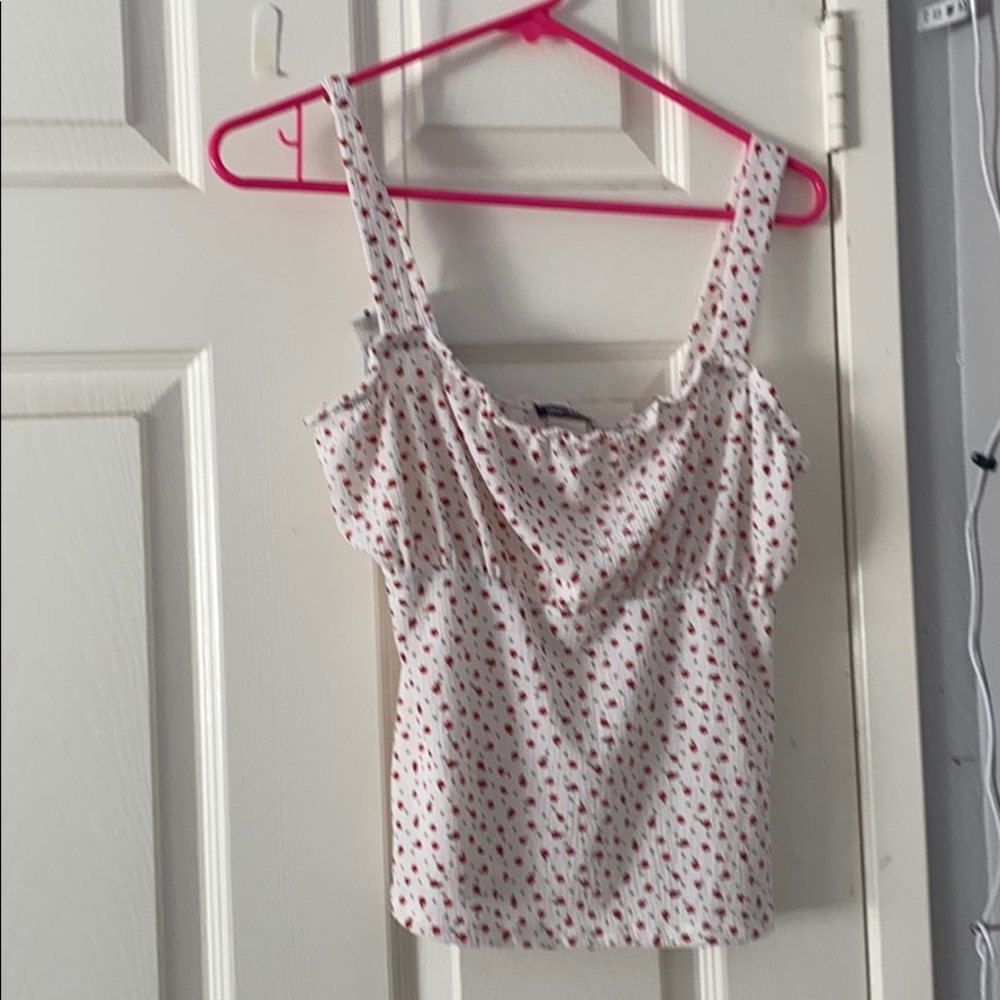 White Flowered tank top
